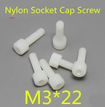 

100pcs/lot M3*22 Nylon Plastic Heagon Socket Head Cap Screw
