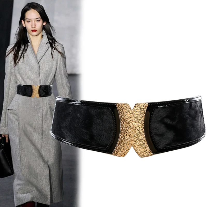 

Женский модный пояс Джокера, эластичный пуховик, широкий пояс, кожаная Обрезка волос, пояс для обрезки волос