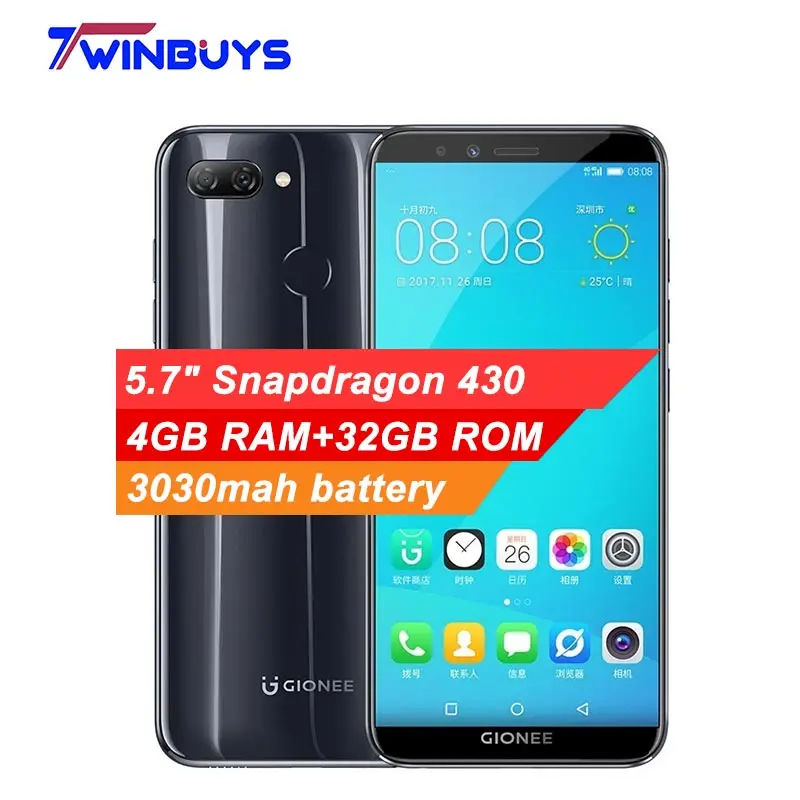 GIONEE S11 LITE смартфон с восьмиядерным процессором Snapdragon 430 ОЗУ 4 Гб ПЗУ 32 ГБ 13 МП + 2 5 7