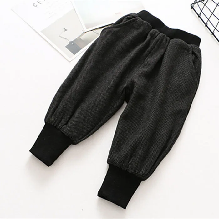 Повседневные флисовые зимние штаны для мальчиков плотные брюки однотонная
