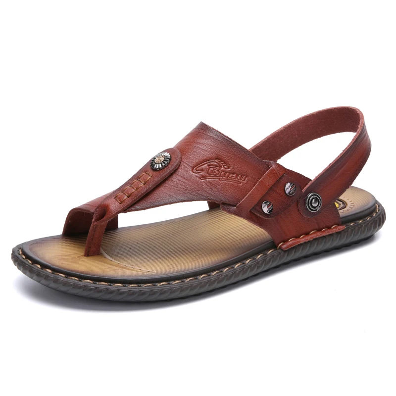 TKN летние сандалии мужские кожаные тапочки уличные кроссовки Пляжные Резиновые