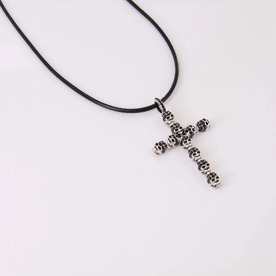 Hemiston Томас полный череп циркон крест кулон искусственный флок и искусственная