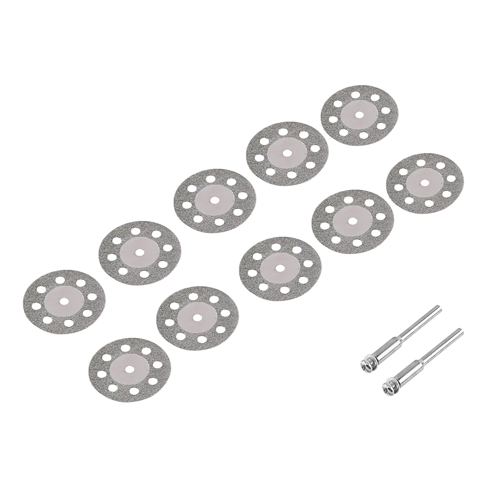 

10pcs Rotary Tool 30mm 8 Holes Diamond Circular Saw Blades Cutting Wheel Discs + 2 Mandrel Circular Saw Blades Cutting Discs