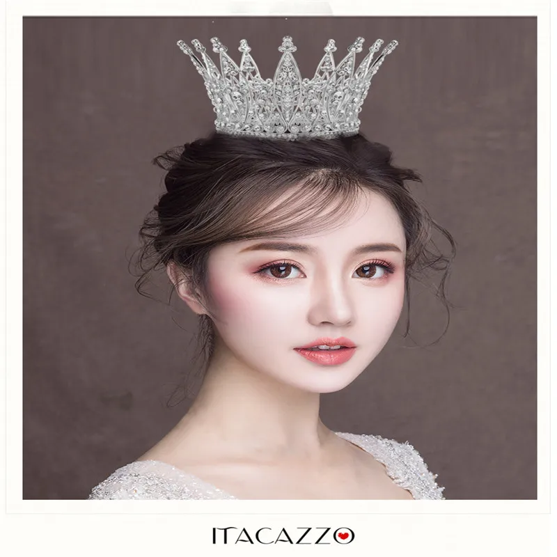 Женские тиары и короны с прозрачными кристаллами свадебные аксессуары для волос