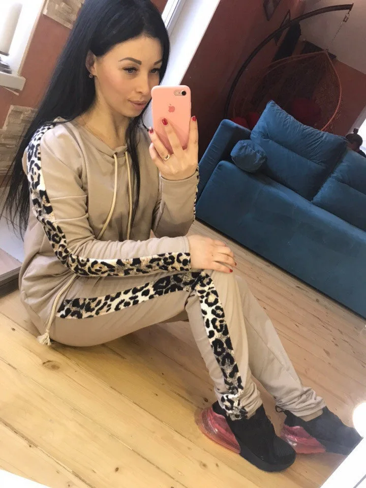 Весна Осень Высокое качество Повседневная мода 2 шт Женский комплект с капюшоном