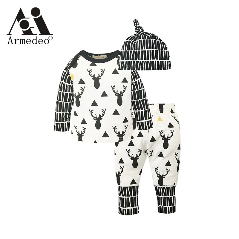 Armedeo 2017 Осенью новый младенца костюмов мальчиков и девочек чистого хлопка голова