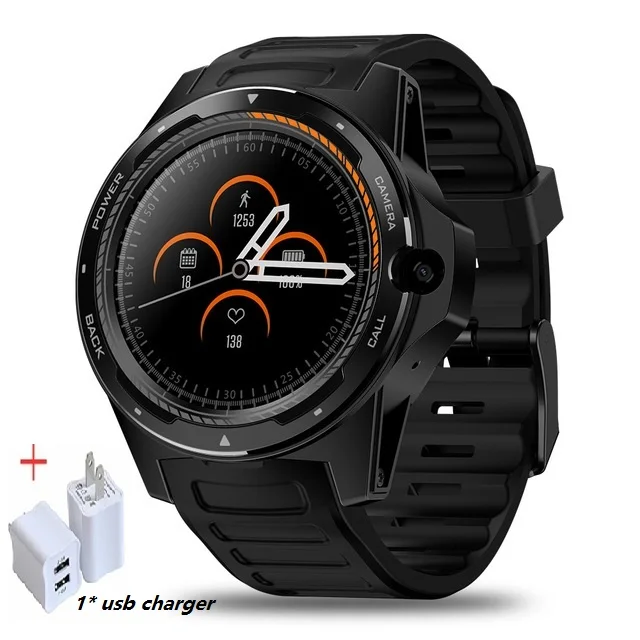 Black With Charger Смарт-часы Zeblaze THOR 5 с двумя системами, 4G, Bluetooth, 8 Мп, фронтальная камера, gps, Wi-Fi, 4 Гб, монитор сердечного ритма, умные часы для мужчин, Android 7,1 - Цвет: Black With Charger