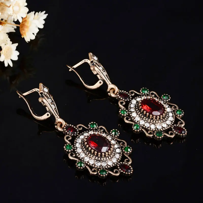 3 шт. комплект женских винтажных сережек и браслетов|earring pendant|set for womenjewelry red |