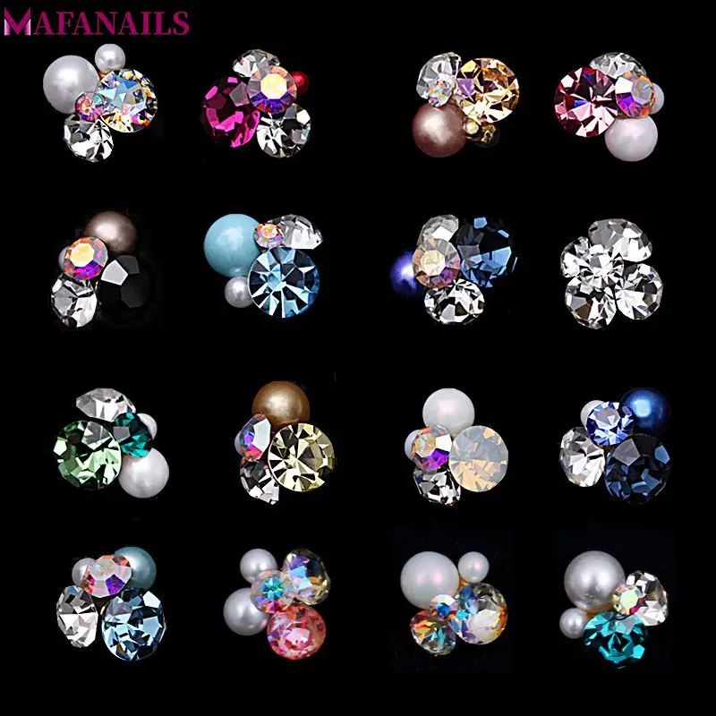 10pcs/Pack Fancy Metal Jewelry Charms 3D Multi-color Flower Cluster Charms Rhinestone DIY Nail Art & Phone Decoration JE206-221