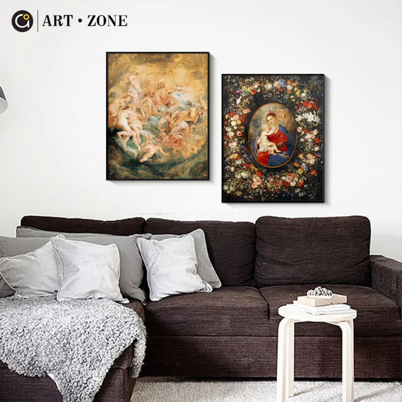 ART ZONE European Retro religion Character Painting prints Wall Art Canvas posters Artwork Home living room Office church Decor | Дом и сад