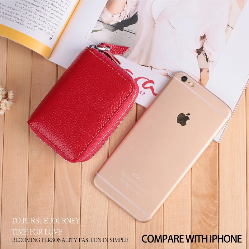 Женский кошелек из натуральной кожи с двойной молнией|credit card case|brand holdercard holder |