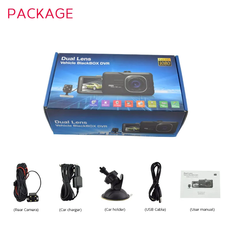 XST Full HD 1080P Автомобильный видеорегистратор 3,0 дюймов ips экран Автомобильная камера двойной объектив видеорегистратор ночное видение g-сенсор Регистратор