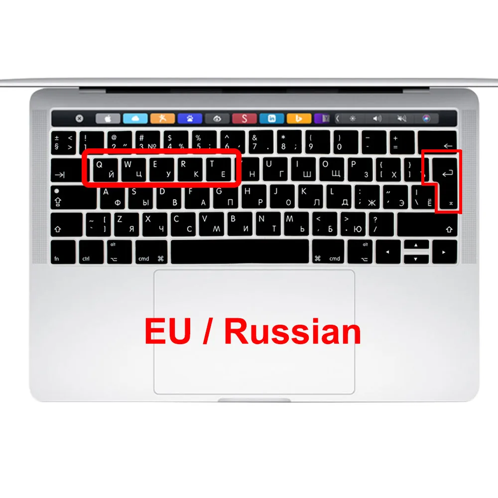 Чехол для русской раскладки клавиатуры силиконовый чехол нового Macbook Pro 13 15