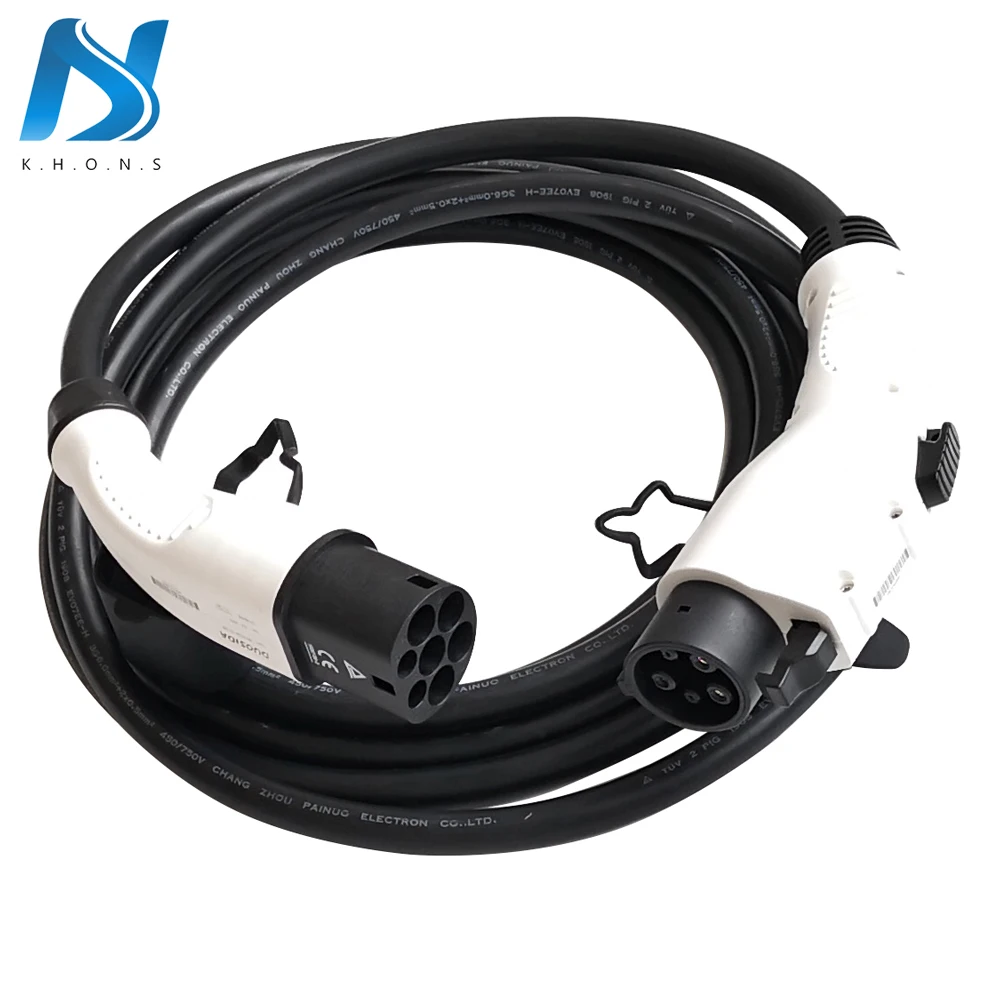 EVSE 16A 32A EV зарядный кабель J1772 тип 1 к Тип 2 IEC62196 разъем 5 м TUV/ UL штекер гнездо