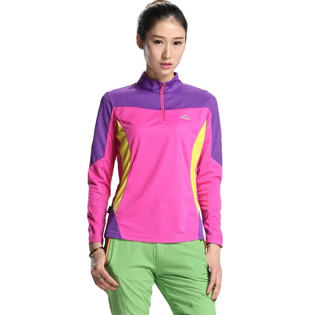 Outdoor Quick-drying T-shirt Women Prevent Bask Breathable 1/4 Zipper Long Sleeve Large Size Fitness Running Jerseyes |