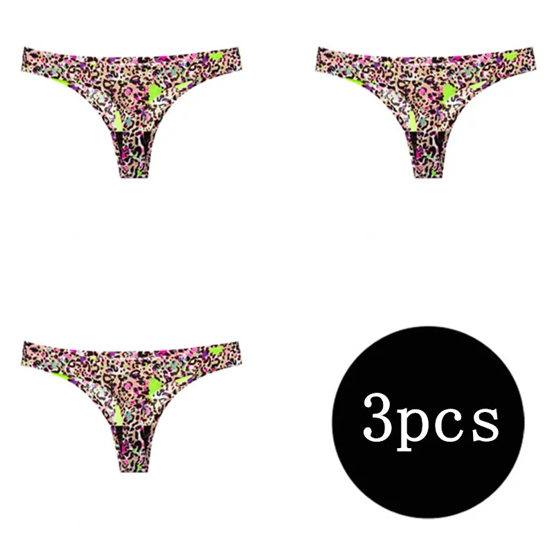 Flower Leopard 3 шт., хит, женское сексуальное бесшовное нижнее белье, трусики, стринги, женские трусы, Calcinha, нижнее белье, хлопчатобумажные трусики танга, стринги для женщин, трусики - Цвет: Flower Leopard
