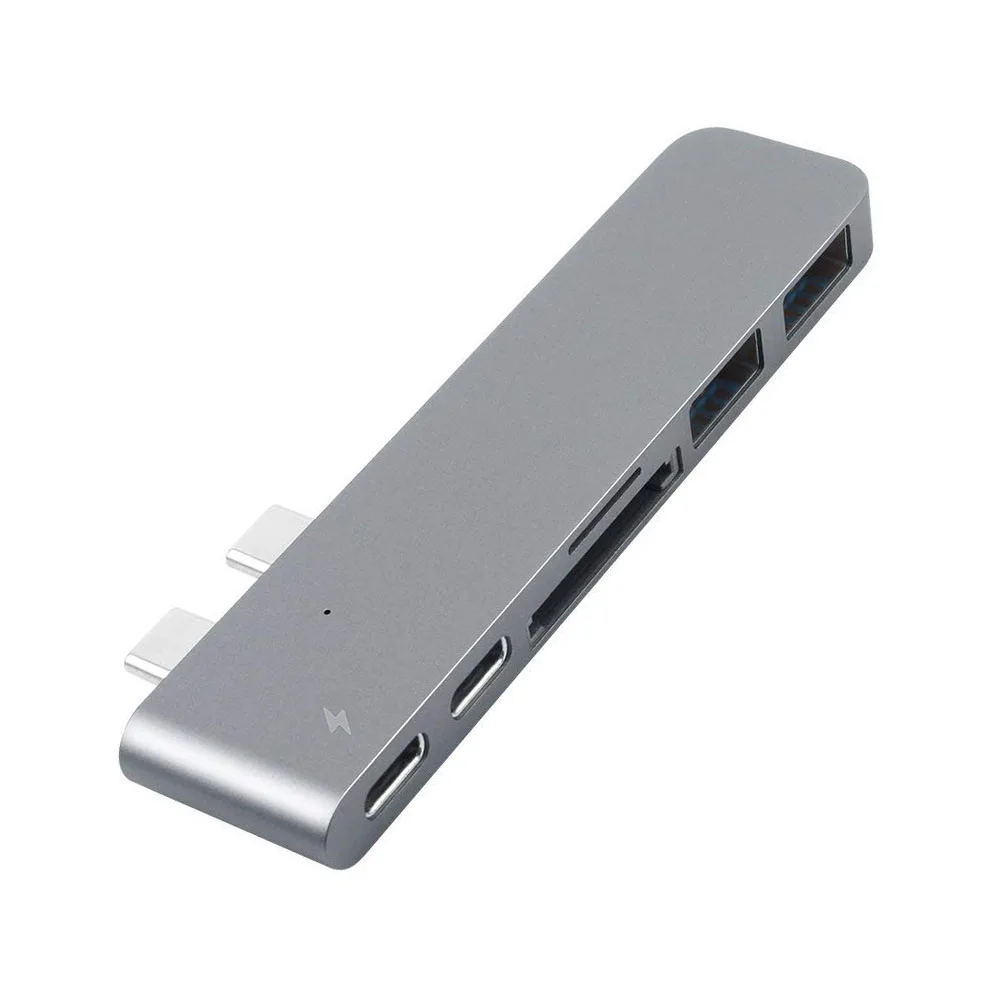 Gray Алюминий USB C концентратор 6 в 1 концентратор USB Type C адаптер ключ совместим для MacBook Pro 1" 15" Thunderbolt 3, USB-C данных - Цвет: Gray