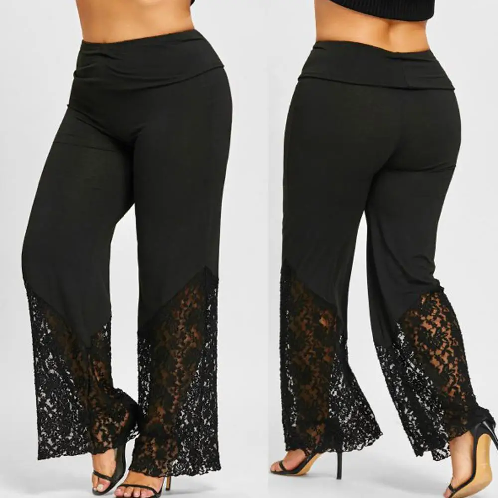 

2019 New Arrival Women summer wear Pants ladies Casual Plus Size Lace Loose Wide Leg Leggings Sports Pants Dance wear clothes BD