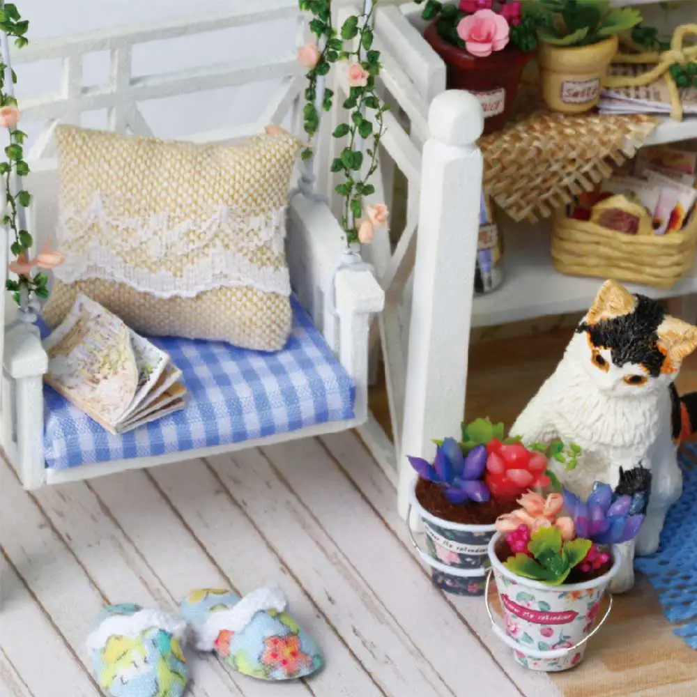 3D Деревянный Кукольный дом DIY Миниатюрный Кукольный домик с светодиодный светильник пылезащитный чехол для кукол мебель кукольный домик набор миниатюрных кукольных домиков