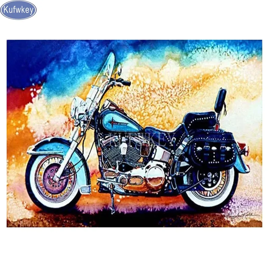 

Алмазная картина с мотоциклом kufwkey, вышивка «Автомобиль» 5D «сделай сам», вышивка крестиком, мозаика из страз, вышивка, Рождественский подаро...