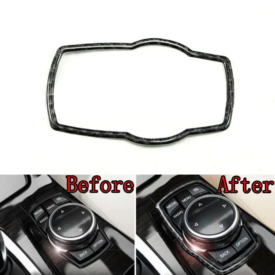 

Soft Carbon Fiber Car Multimedia Button Frame Decoration Cover Trim Interior Auto Styling Sticker For X3 F25 X1 X4 X5 X6 2010-15