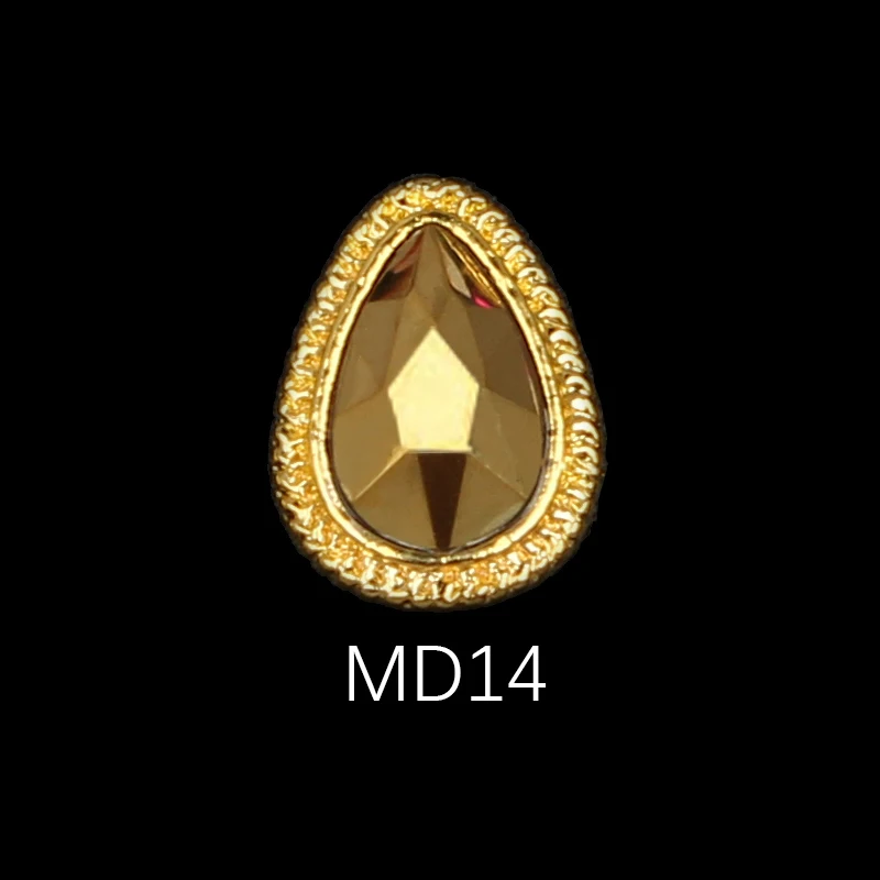 MD14 Korea Trend Nail Jewelry Style 10/30pcs Latest Metal Bezel Water Drop Stone Design 3D Nail Art Alloy Jewelry - Цвет: MD14