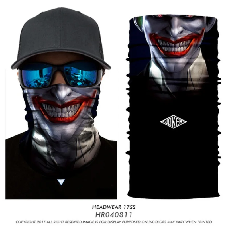 Бесшовная 3D маска шутник пестрый Джокер клоун на Хэллоуин для лица бега