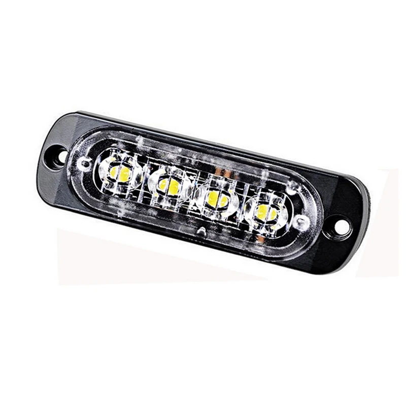 KEYECU 2 шт. 12 в белый/янтарный 4-LED Водонепроницаемый аварийный Маяк вспышка