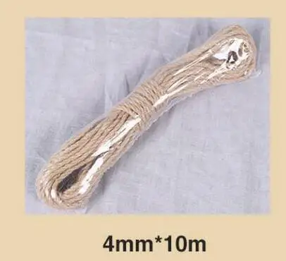 4mm 10 м натуральные гессийские сплетенная из джутовых нитей 4/6/8/10/12 мм лента из мешковины для DIY рустикальная Свадьба для рождественской вечеринки украшения аксессуары - Цвет: 4mm