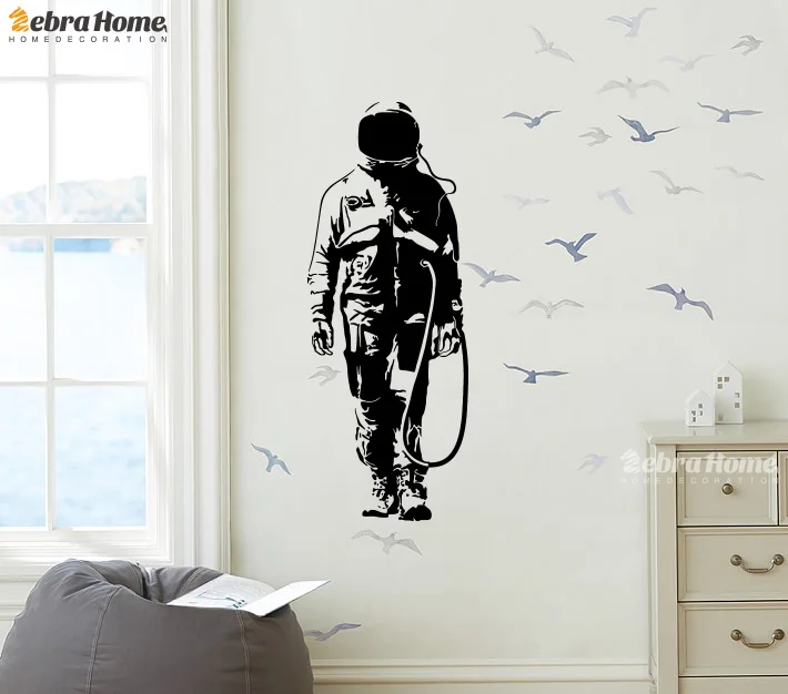 DIY граффити астронавт Бэнкси Дизайн Наклейка на стену для гостиной искусство