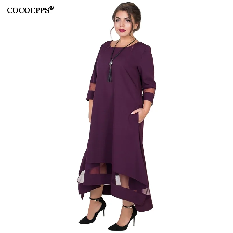 Мода 5XL 6XL размера плюс женское длинное платье осень зима сексуальное Сетчатое платье большого размера s элегантные вечерние платья макси большого размера