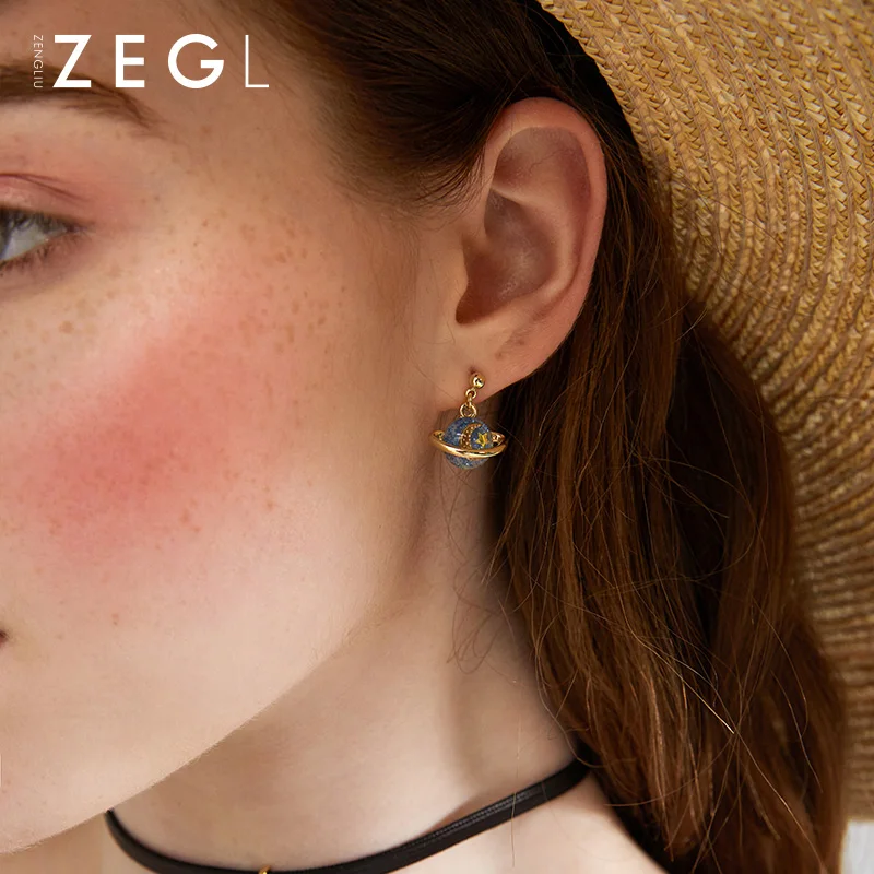 Женские асимметричные серьги ZEGL планета звезды и луна 2019 | Украшения аксессуары