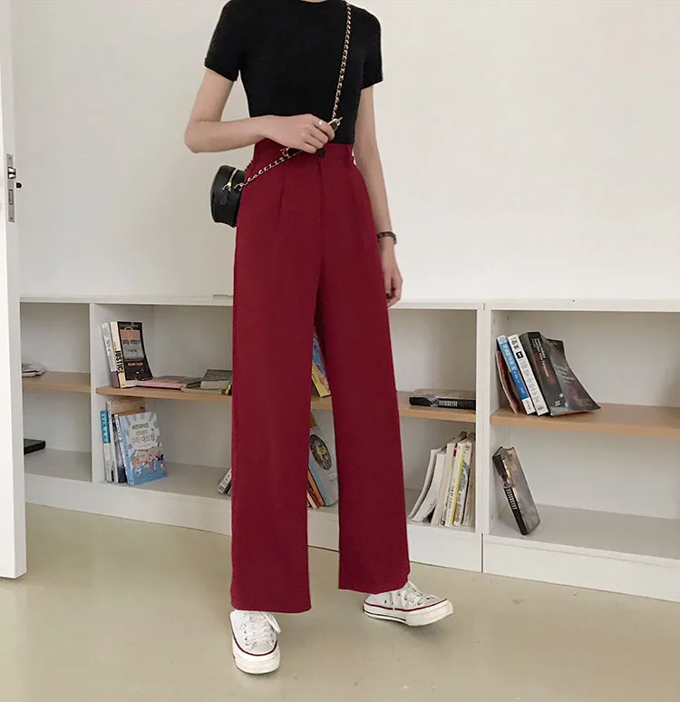 Mazefeng весенние женские широкие брюки, женские свободные стильные брюки длиной до щиколотки, женские высококачественные повседневные Прямые свободные брюки