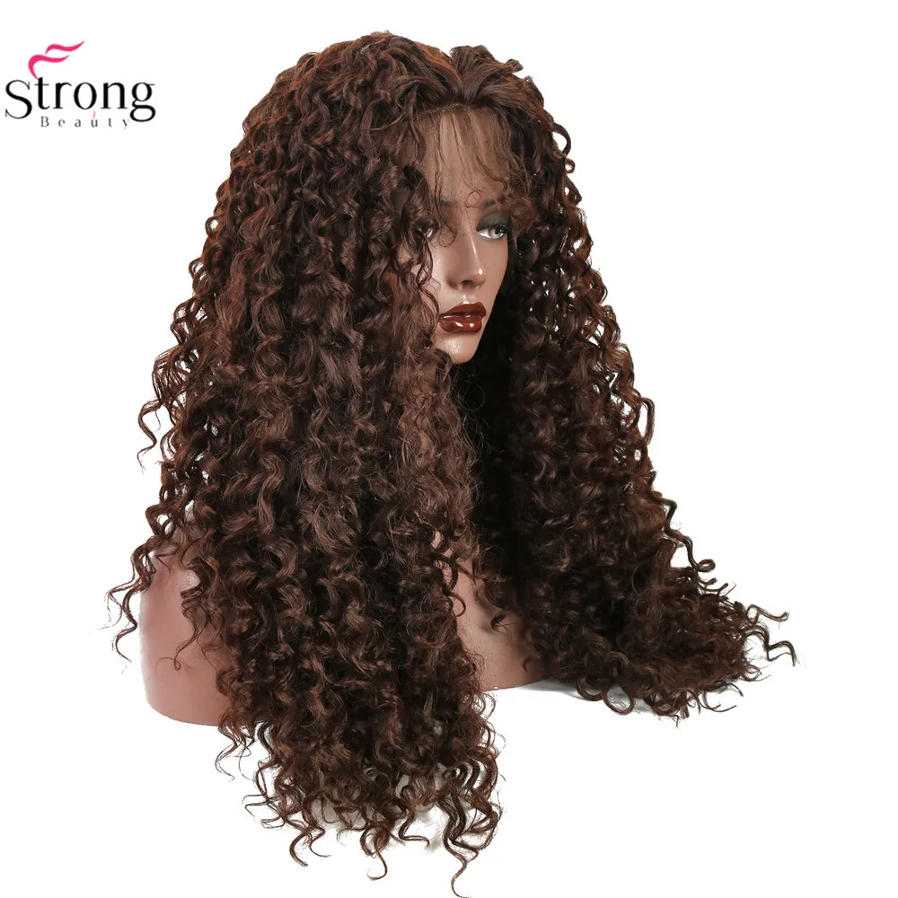 StrongBeauty 2" синтетический парик на кружеве для женщин длинные кудрявые коричневые парики Детские волосы