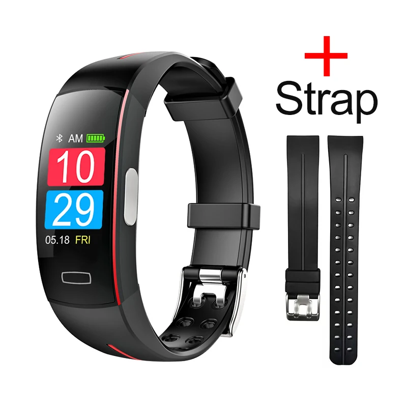 Black Red Strap MAFAM Смарт часы ЭКГ PPG пульсометр кровяное давление смарт-браслет часы спортивные часы, Bluetooth для iphone xiaomi часы фитнес - Цвет: Black Red Strap