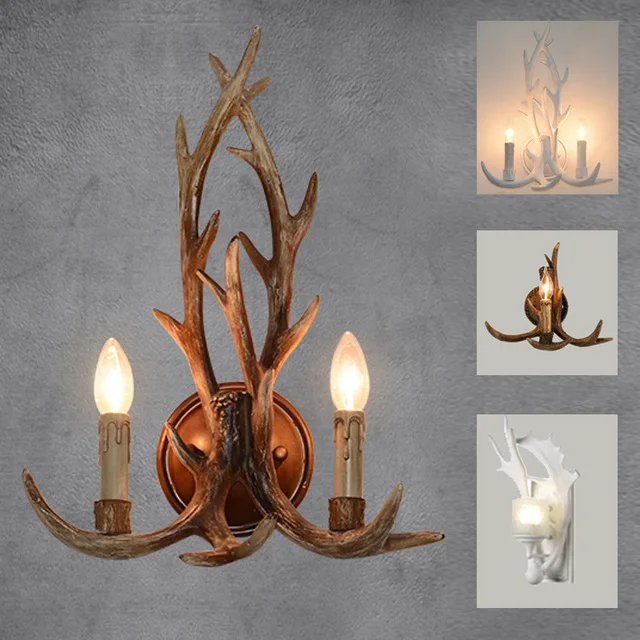 Деревянный декоративный светодиодный светильник из смолы настенный в стиле