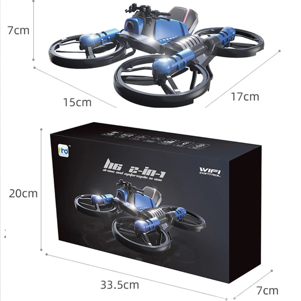 Радиоуправляемый квадрокоптер 2 в 1 Wi Fi FPV HD камера режим удержания высоты