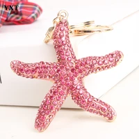 starfish five asteroid fish charm cute pendant crystal purse bag key ring chain gift new arrive lovely all match accessories