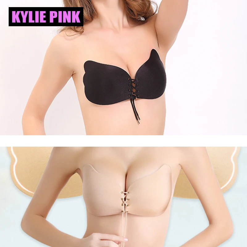 Женский бюстгальтер без бретелек KYLIE розовый однотонный силиконовый с эффектом