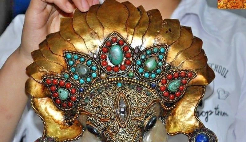 10&quotTibetan silver Filigree 24k gold Inlay gem Elephant Jambhala Shrines statue | Дом и сад