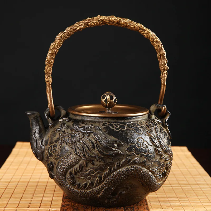 Cast Iron Tea Pot Set Japanese Teapot Tetsubin Kettle Kungfu Drinkware Stainless Steel Strainer dragon&ampphoenix TeaKettle 1.2L | Дом и сад