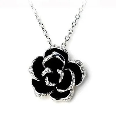 Новое поступление высокое качество золото покрытая серебром эмаль роза подвеска