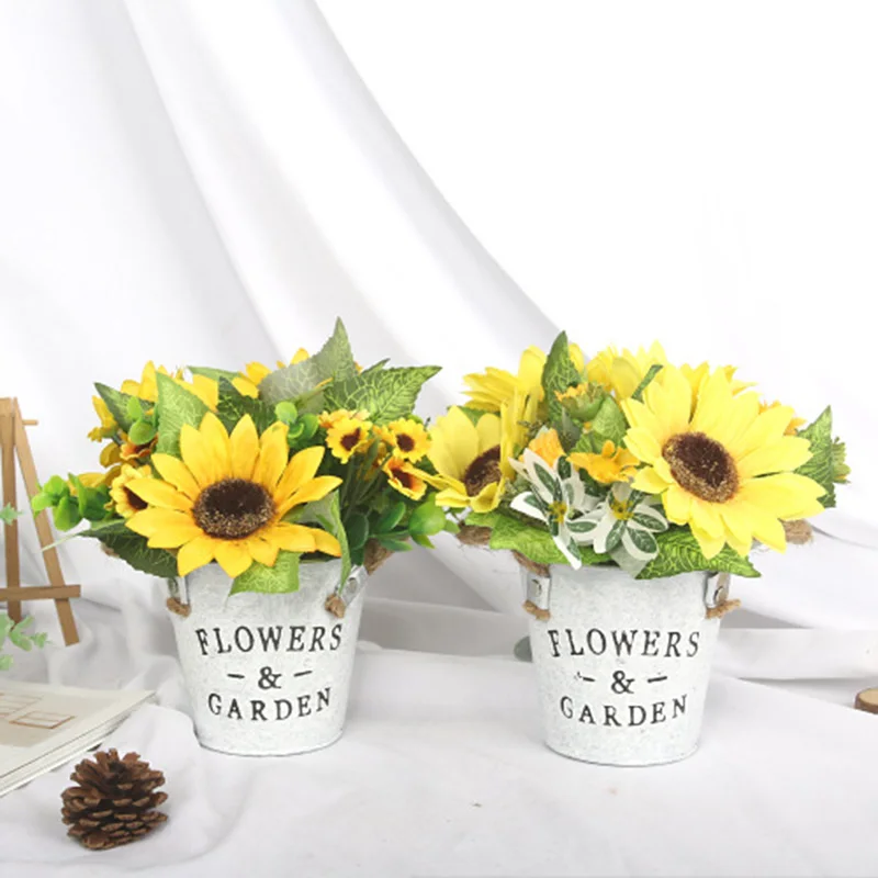 

Artificial Sunflowers Bonsai Artificial Sunflower Flower Bouquet For Room Wedding Decor Fake Silk Flowers For Flower Arrangement