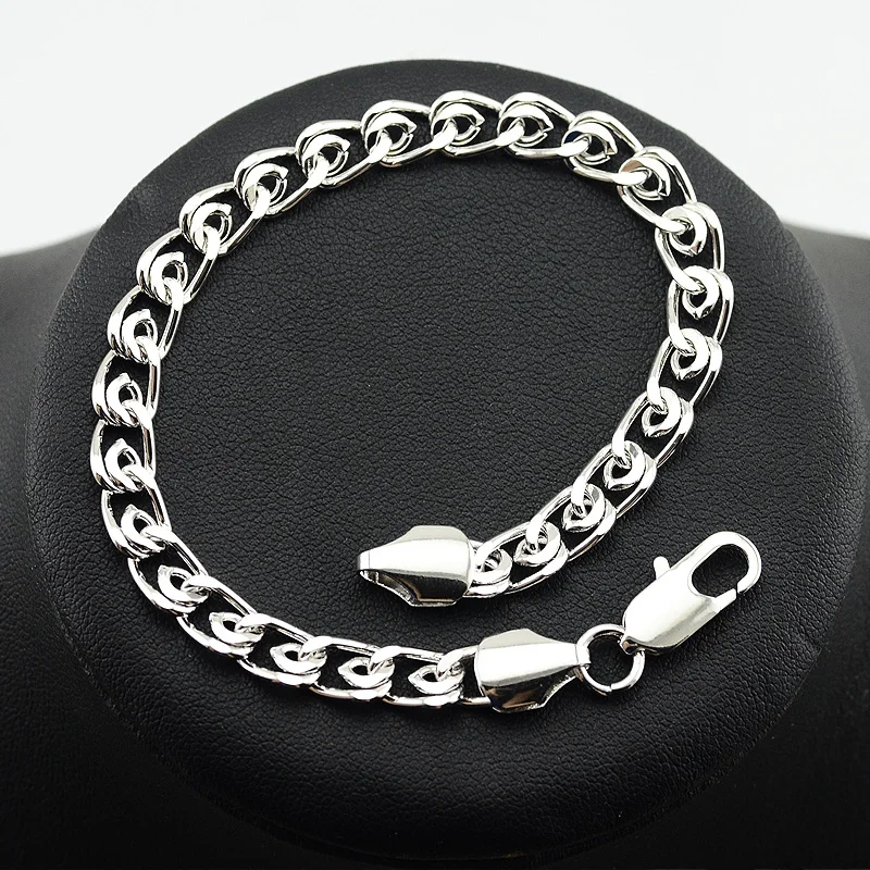 1 шт 7 мм Мужской Женский Белый Золотой Цвет покрытый браслет из цепочки Бисмарк