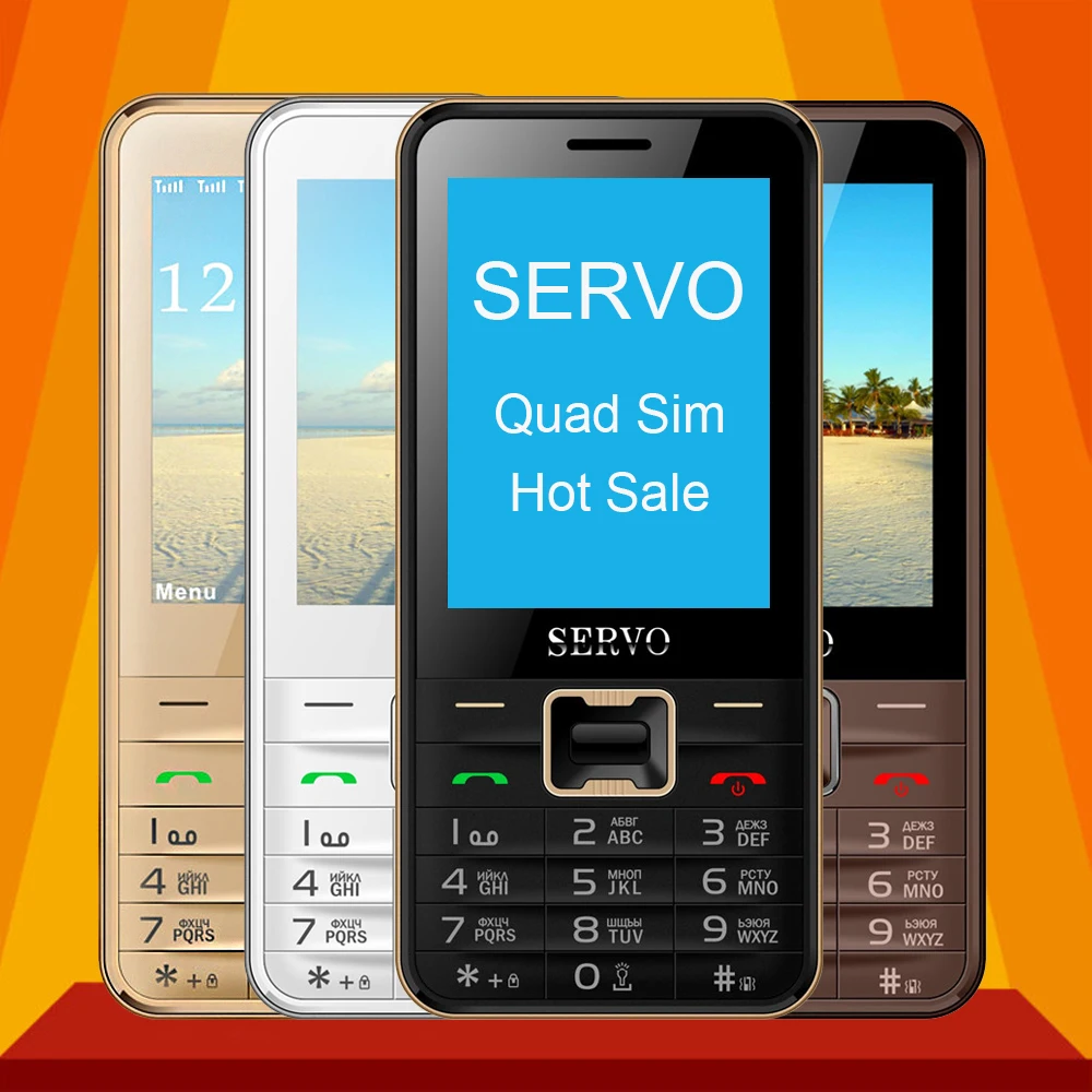 Quad Sim сотовый телефон SERVO V8100 дюймов 2 8 Bluetooth фонарик Band GSM 4 карты ожидания