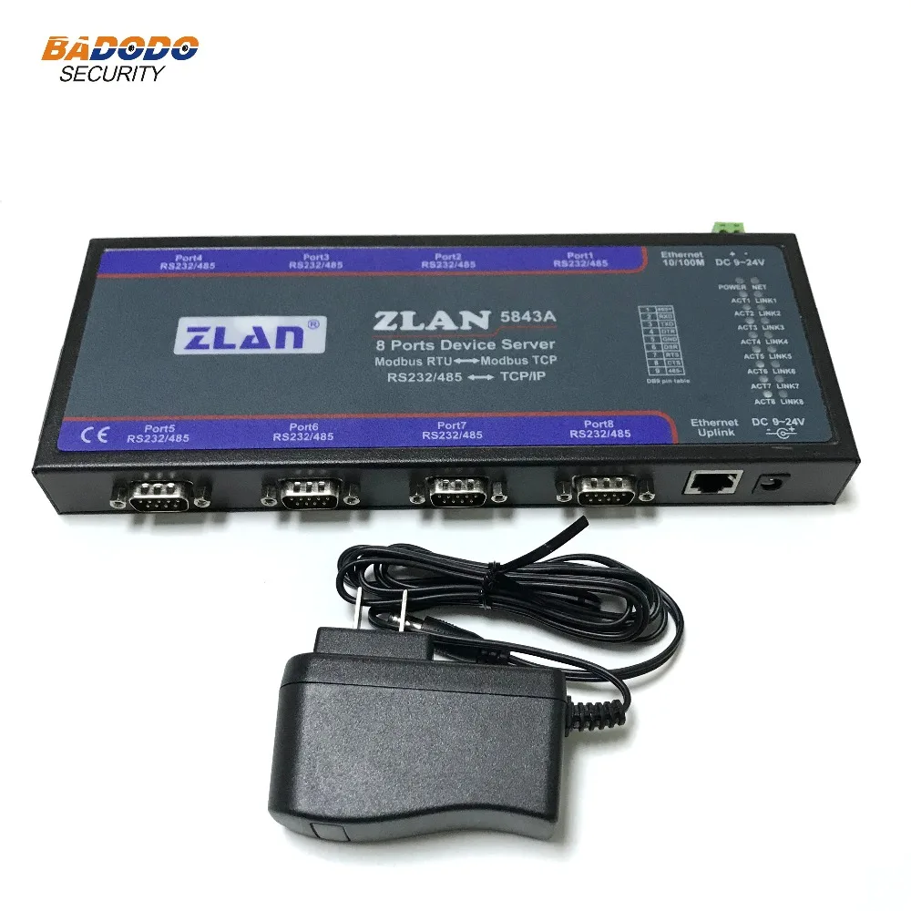 ZLAN5843A 8 портов RS232 RS485 в Ethernet конвертер промышленные несколько последовательных устройств сервер переключатель Modbus шлюзы функция