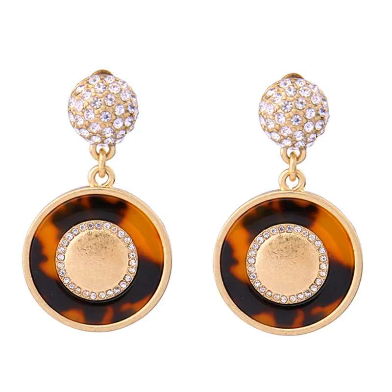 Двойной Слой Круглый Gem Leopard Кристалл Европейский Стиль Женщины Себе Падение