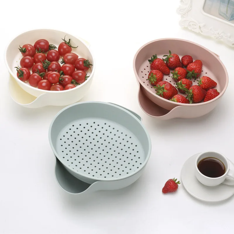 

2-in-1 Colander & Bowl Sets, Mixing Bowl & Colanders Strainers Set for Fruits Vegetable Cleaning Washing Basket Sieve Colander