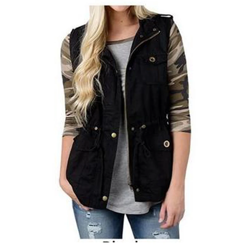 Женский жилет в стиле сафари армейский топ со шнурком и карманами | Женская