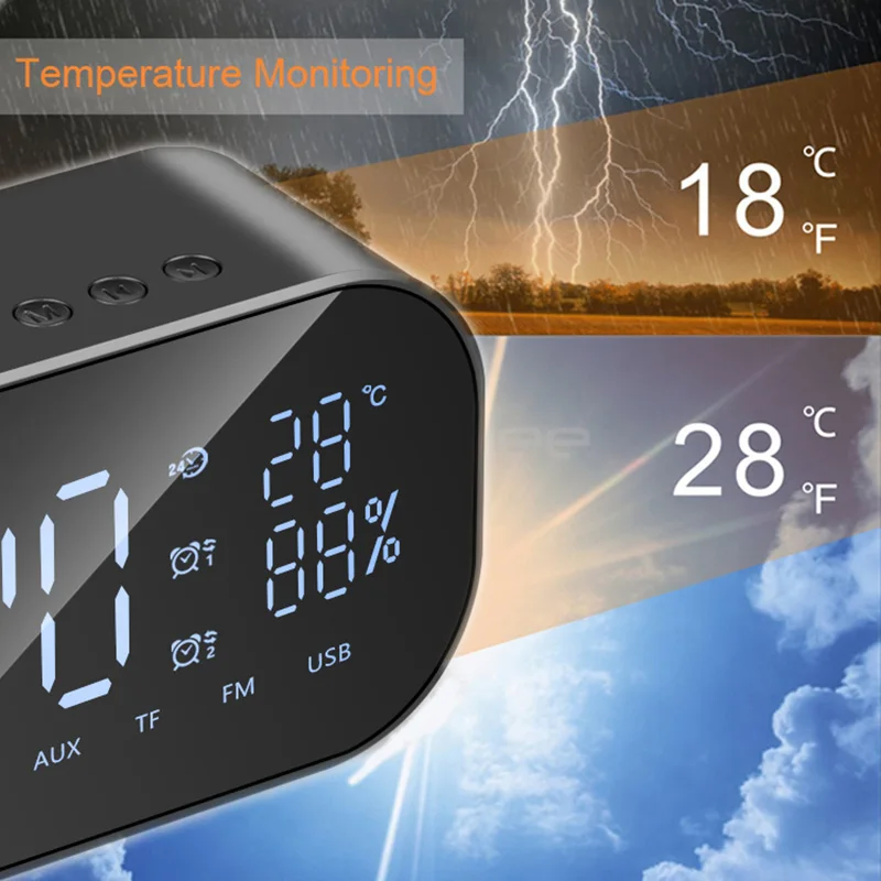 ALBLP светодиодный Будильник с fm радио беспроводной Bluetooth динамик поддержка Aux TF USB